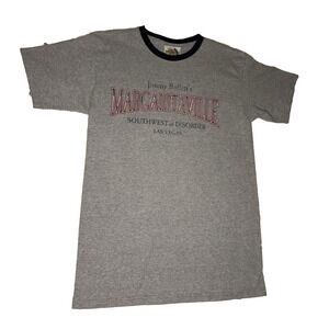 Jimmy Buffett Margaritaville Las Vegas Ringer Tee Shirt Medium Gray Cotton